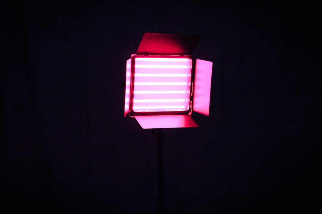 Professional studio lighting setup with colored lights